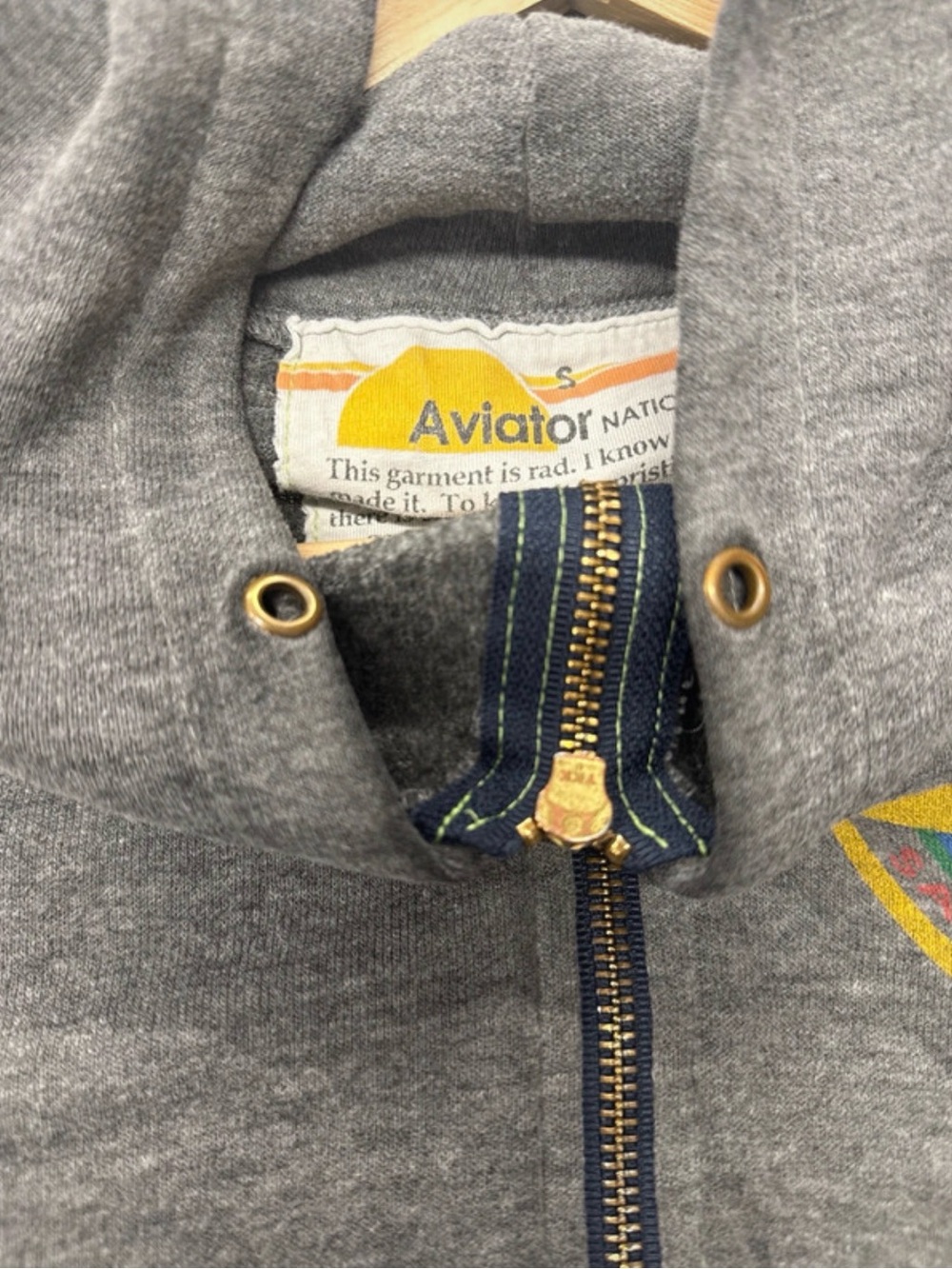 Aviator Nation Gray Zip Hoodie with Yellow Logo Accent - Picture 8 of 8